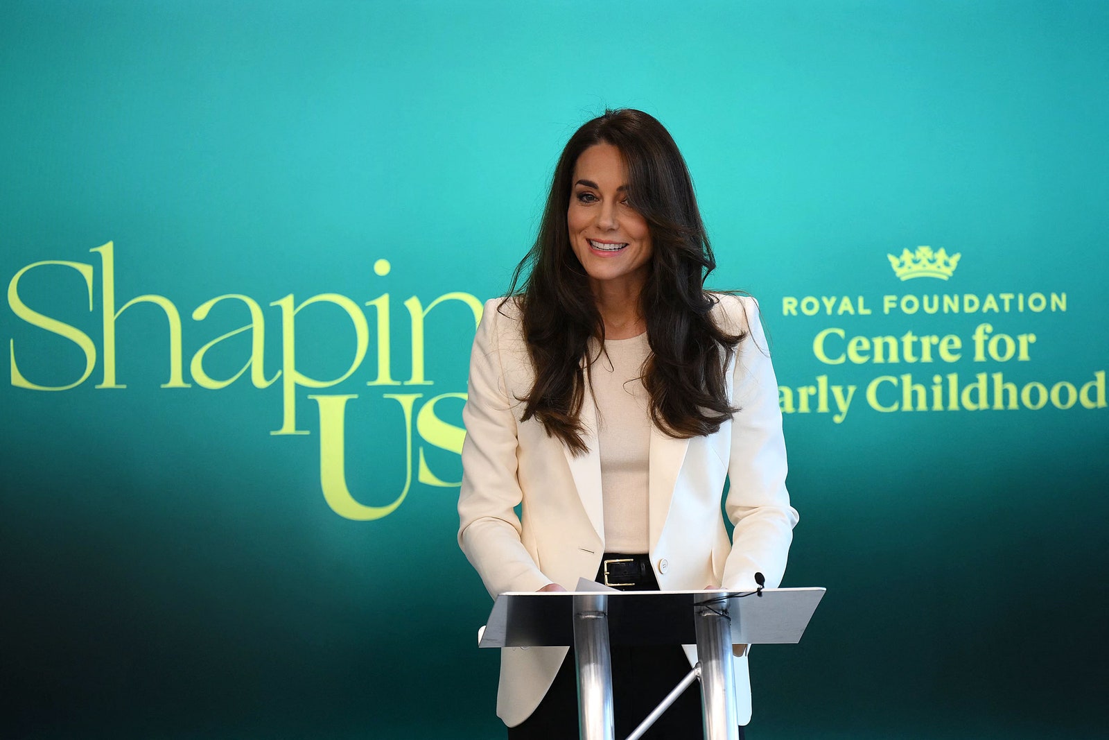 Kate Middleton Wears Chunky Gold Hoops White Blazer