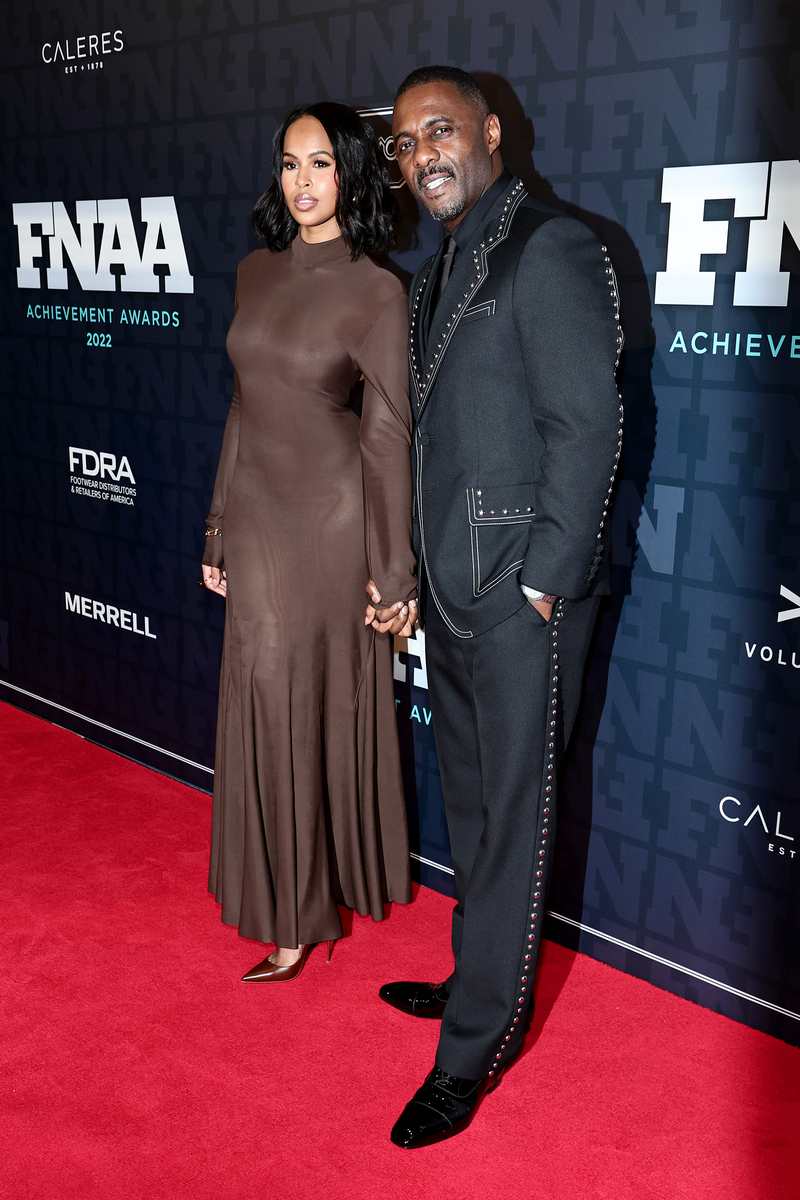 NEW YORK, NEW YORK - NOVEMBER 30: (L-R) Sabrina Dhowre Elba and Idris Elba attend the 2022 Fashion News Achievement Awards at Cipriani South Street on November 30, 2022 in New York City. (Photo by Jamie McCarthy/Fashion News via Getty Images)
