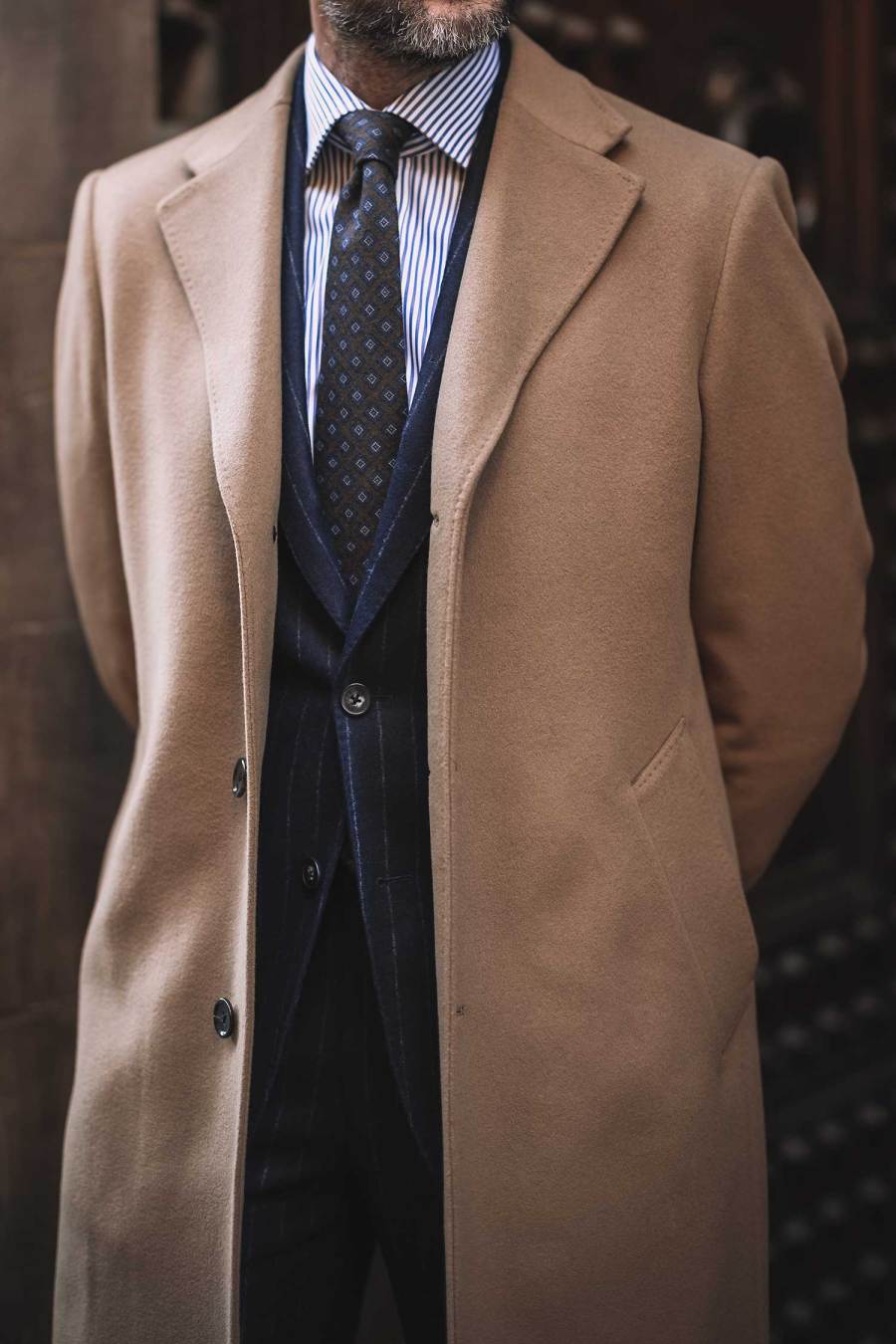 A Classic Men’s Camel Overcoat Outfit Idea - Fashnfly