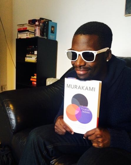 Derek Owusu with one of his books: ‘My obsession began to lay the ground for a vocation as a writer.’