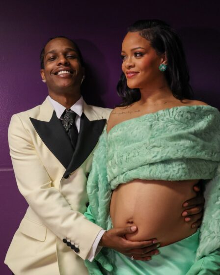 HOLLYWOOD CA  MARCH 12 ASAP Rocky and Rihanna backstage at the 95th Academy Awards at the Dolby Theatre on March 12 2023...