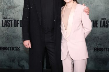 Bella Ramsey and her The Last of Us costar Pedro Pascal at the show's premiere in January 2023.
