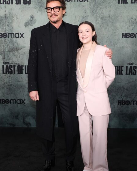 Bella Ramsey and her The Last of Us costar Pedro Pascal at the show's premiere in January 2023.