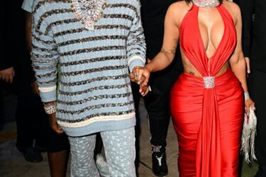 cardi b, offset, sye, new year's even, miami, red cutout dress, strappy sandals