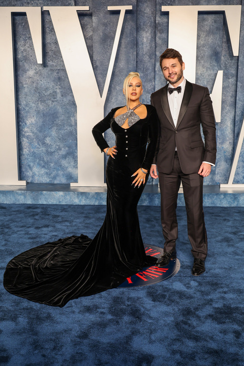 Christina Aguilera and Matthew Rutler attend the 2023 Vanity Fair Oscar Party Hosted By Radhika Jones at Wallis Annenberg Center for the Performing Arts on March 12, in Beverly Hills, Calif.