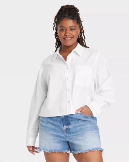Target Cropped Shirt Universal Thread White