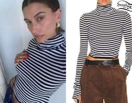 Hailey Baldwin: Striped Sweater