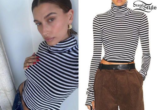 Hailey Baldwin: Striped Sweater