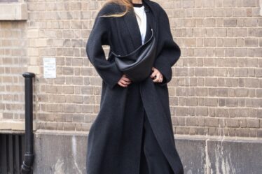 Jennifer Lawrence Wore Chunky Black Boots Oversize Coat