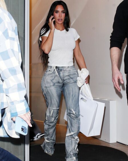 LONDON UNITED KINGDOM  MARCH 17 Kim Kardashian is seen shopping at the Victoria Beckham store on March 17 2023 in London...