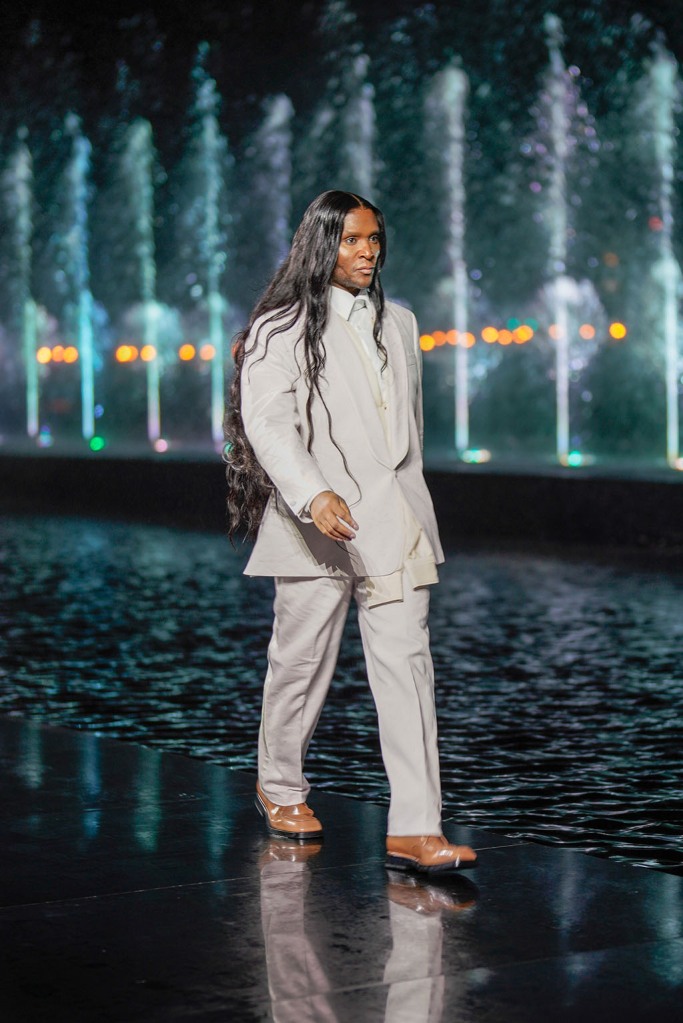 Law Roach walking Boss spring 2023 runway show in Miami on March 15, 2023.