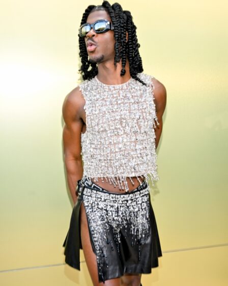 Lil Nas X at the Versace Fall-Winter 2023 Fashion Show held at Pacific Design Center on March 9, 2023 in West Hollywood, California.