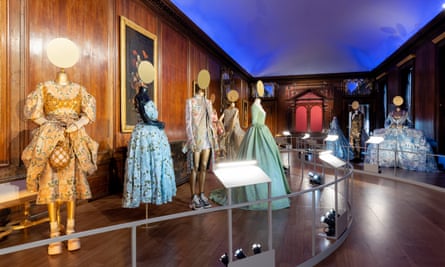 Courtly Georgian dress is exhibited alongside contemporary fashion.