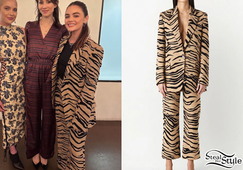 Lucy Hale: Zebra Print Blazer and Pants - Fashnfly