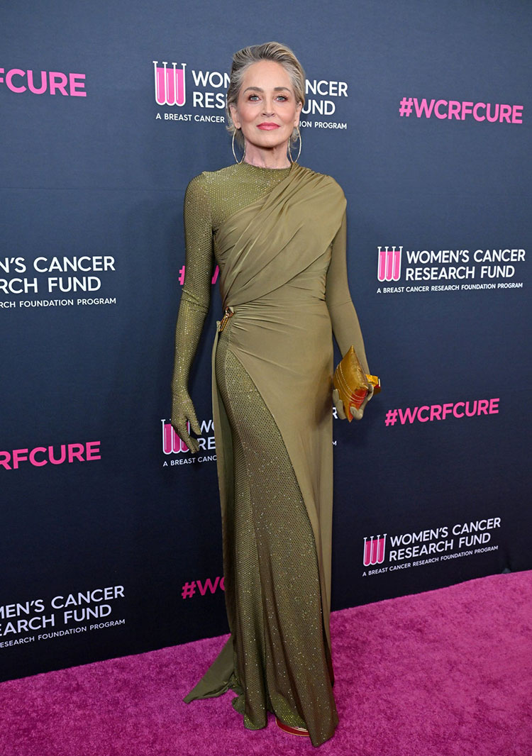 Sharon Stone
Women's Cancer Research Fund's An Unforgettable Evening Benefit Gala

Olive green dress
Built-in gloves

Yousef Akbar Spring 2023