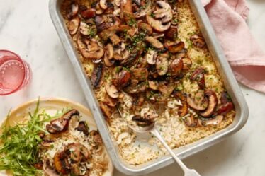Becky Excell’s baked mushroom and garlic rice.