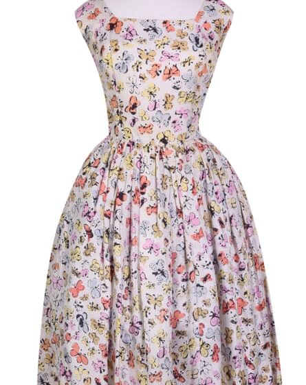 Happy Butterfly Day, silk dress with a Warhol design, circa 1955.