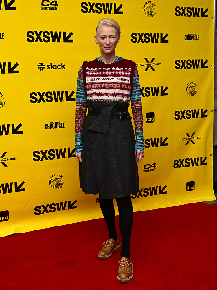 Tilda Swinton Wore Two Charles Jeffrey Loverboy During The 2023 SXSW Conference and Festivals

Problemista 

Charles Jeffrey Loverboy Fall 2023
