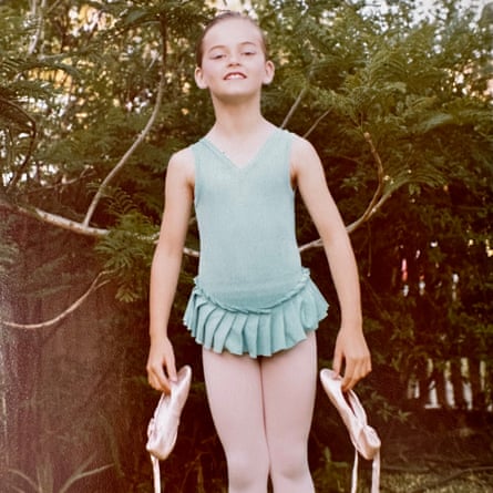 A young Jessica Rowe with her pointe shoes