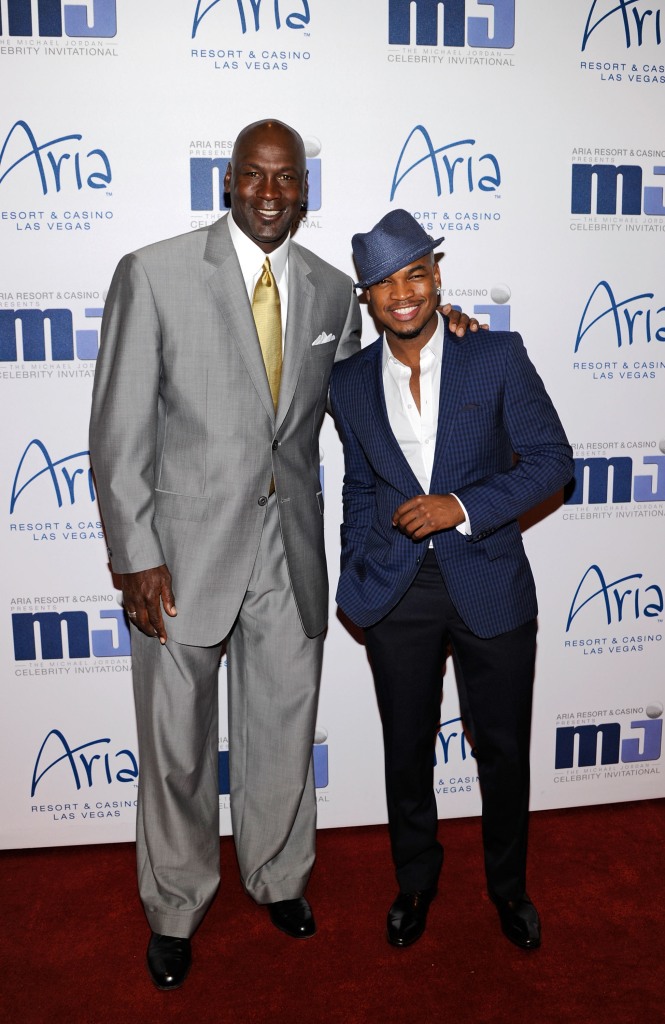 LAS VEGAS, NV - MARCH 30: Charlotte Bobcats owner Michael Jordan and recording artist Ne-Yo arrive at the 11th annual Michael Jordan Celebrity Invitational gala at the Aria Resort & Casino at CityCenter March 30, 2011 in Las Vegas, Nevada. (Photo by Ethan Miller/Getty Images for MJCI)