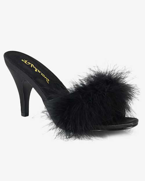 Fabulicious Black 3 Inch Amour-03 Heel Slippers