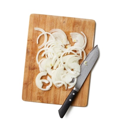 Peel and slice the onions