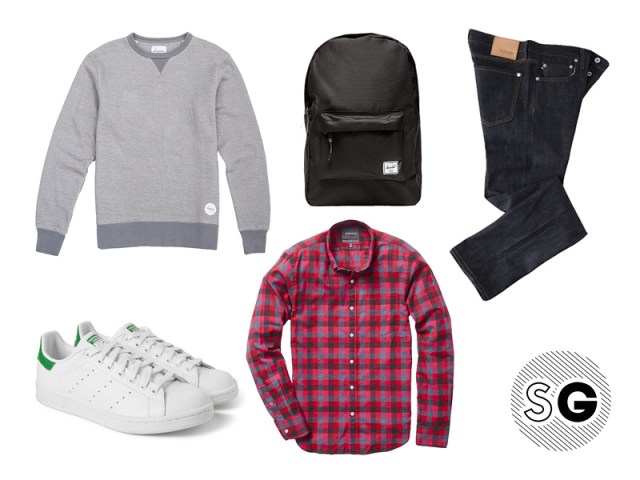 school, plaid, backpack, sweatshirt, saturdays nyc