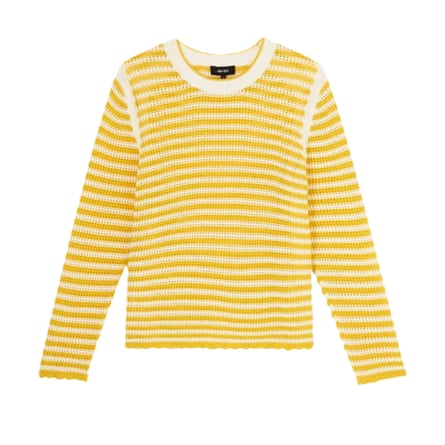 yellow and white striped long sleeve top