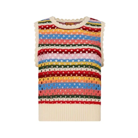 multicolour stripe sleevelss jumper