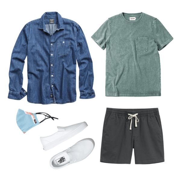 men's denim shirt outfit