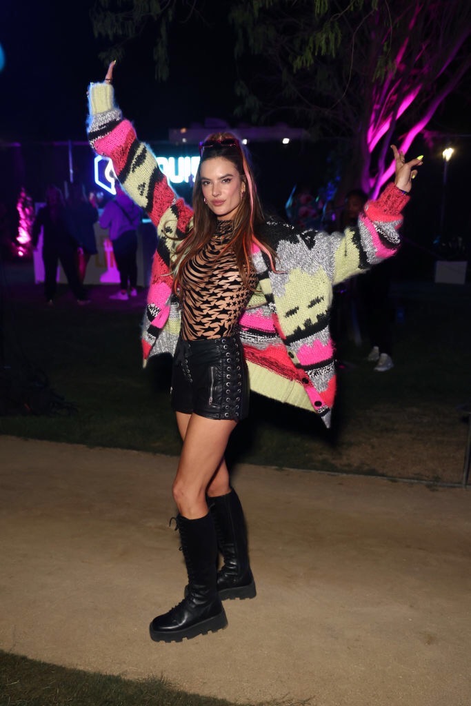 Alessandra Ambrosio attends STURDY. Oasis Hydrated By Liquid I.V. - Afro House party on April 15, 2023 in Thermal, California. 