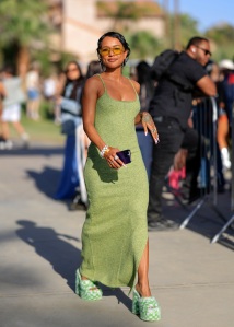 INDIO, CALIFORNIA - APRIL 14: Karrueche Tran is seen arriving to the Celsius Coachella party on April 14, 2023 in Indio, California.  (Photo by Rachpoot/Bauer-Griffin/GC Images)