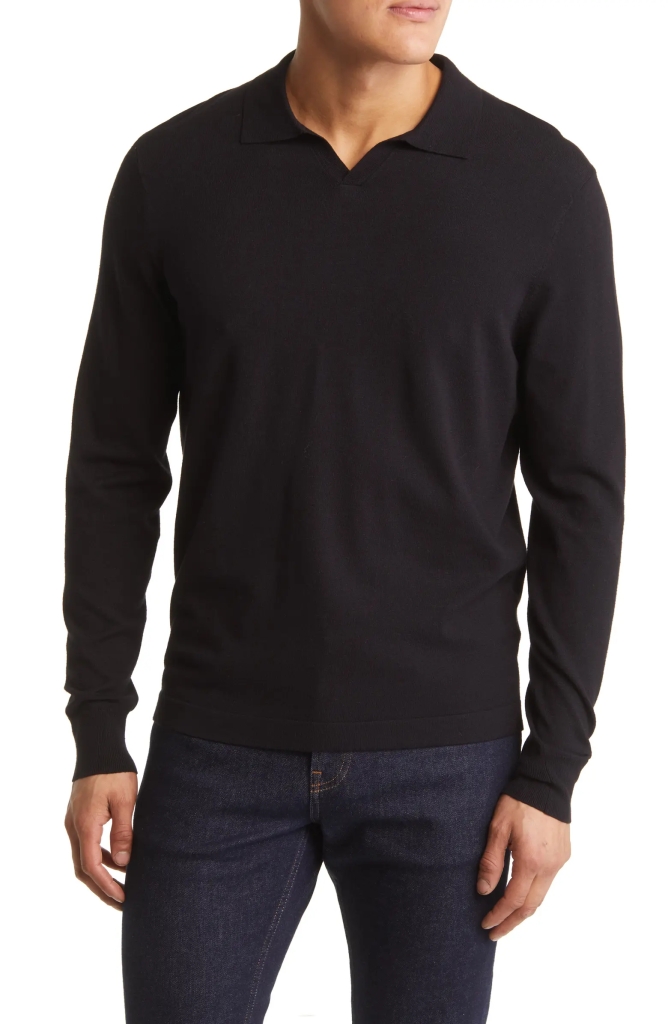 Long Sleeve Johnny Collar Polo Sweater