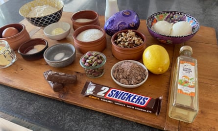 All the ingredients you need to make qatayef – including Mousa’s own Snickers variety