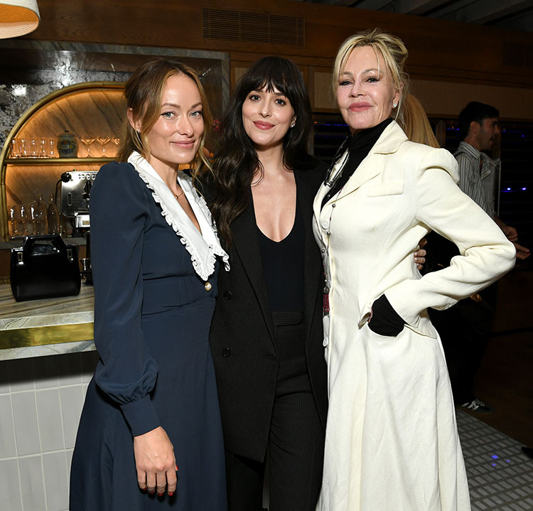 Olivia Wilde, Dakota Johnson, and Melanie Griffith attend the Boat Rocker & TeaTime Pictures LA Screening of 'SLIP' hosted by Dakota Johnson 