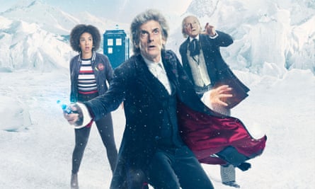 Peter Capaldi, the Doctor from 2014 to 2017, with Pearl Mackie and David Bradley