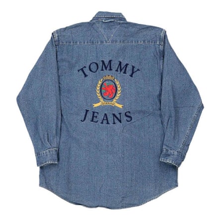 blue shirt with Tommy Jeans and logo on the back 