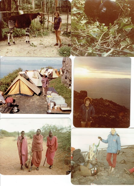 A selection of faded photos showing a young woman in her travels around the world. 