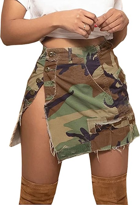 military print skirt 
