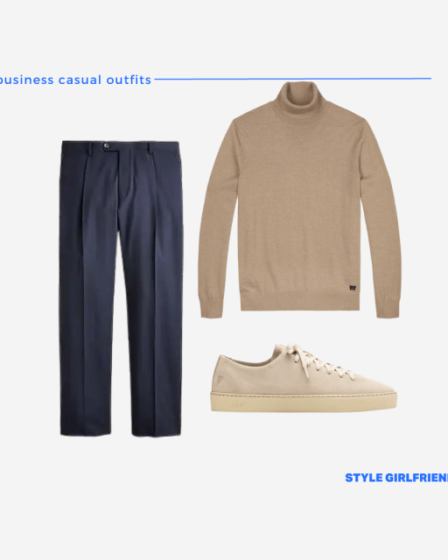 men's business casual outfit with turtleneck and dress pants