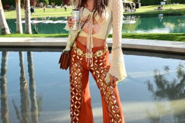 Alessandra Ambrosio at the Celsius Oasis Vibe House party on April 14, 2023 in Coachella, Calif.
