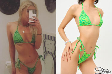 Ashley Benson: Green Printed Bikini