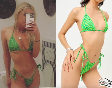 Ashley Benson: Green Printed Bikini