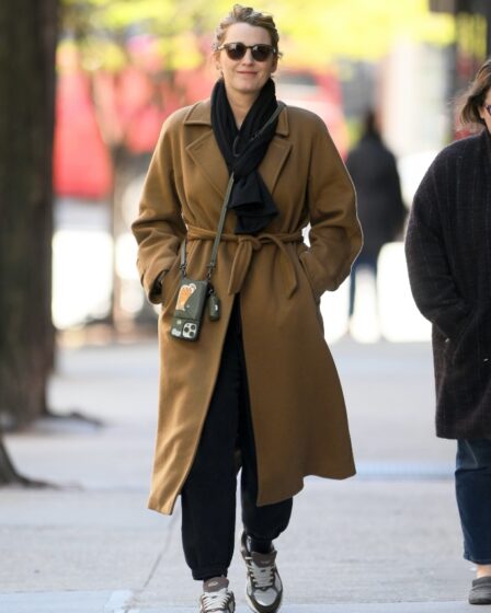 blake lively, coat, sneakers, nyc, celebrity style