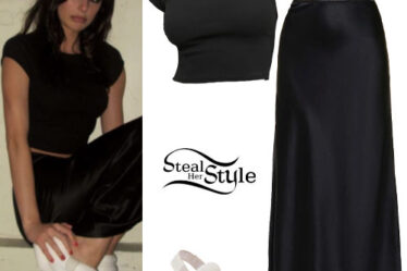 Camila Morrone: Black Top and Skirt