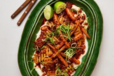 Yotam Ottolenghi's grilled carrots and tofu with harissa.