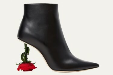 Loewe, boots, booties, black boots, leather boots, boots, roses, rose heels, heels, high heels