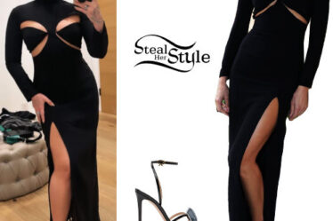 Demi Lovato: Black Dress and Sandals