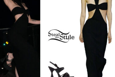 Dove Cameron: Black Dress, Platform Sandals