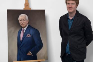 Alastair Barford, with his portrait of the new king.